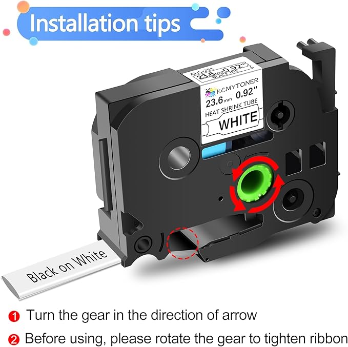 2 Pack Compatible for Ptouch HSe251 HSe-251 HS-251 HS251 23.6mm 0.92" Black on White Heat Shrink Tube for PT-D600 E500 E500VP E550W P700 P710BT P750WVP Label Maker-DeskLoop Office