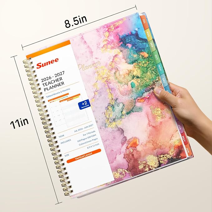 SUNEE Teacher Planner 2026-2027 Academic Year, 7 Periods Lesson Plan Book Jul - Image 7