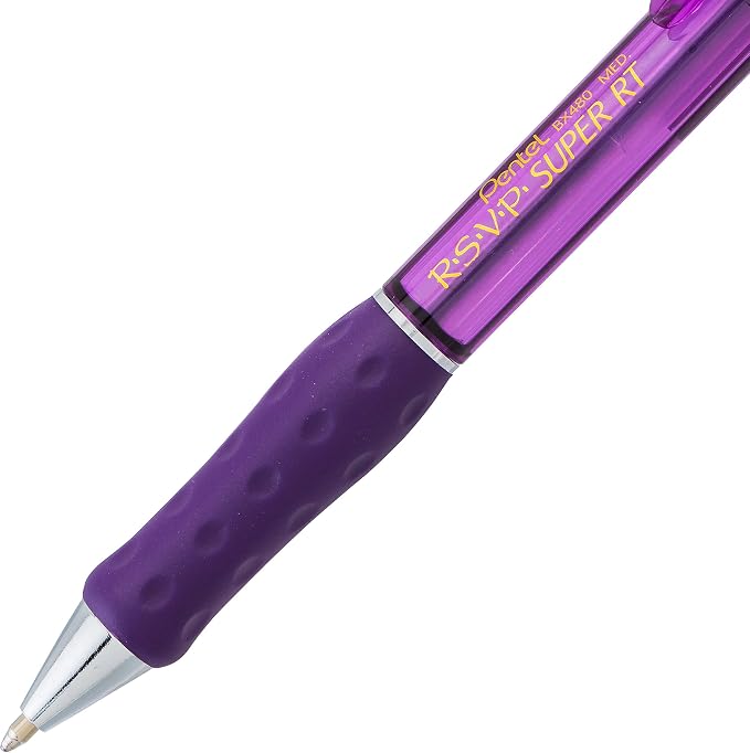 Pentel RSVP Super RT Ballpoint Pen, Medium Line, Violet Ink - Image 4