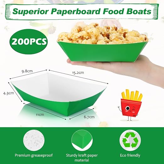 Yinkin 200 Pcs Paper Boat Disposable Graduation Food Trays Nacho Trays Kraft - Image 2