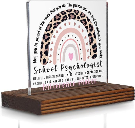 School Psychologist Appreciation Gift Desk Decor, Leopard Rainbow Difference by Pariveca