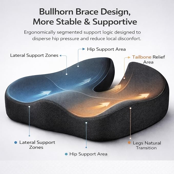 Tail Bone Relief Cushion for Hemorrhoids & Coccyx Pain – Ergonomic Memory Foam - Image 6