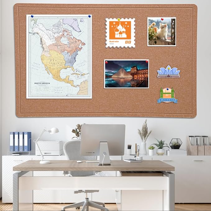 Large Bulletin Board - 72 X 48 inches Decorative Felt Pin Board - 6' x 4' Cork Board Alternative for Wall - Foldable Picture Board Self-Adhesive Prayer Board with 30 Pushpins - Ginger Yellow-DeskLoop Office