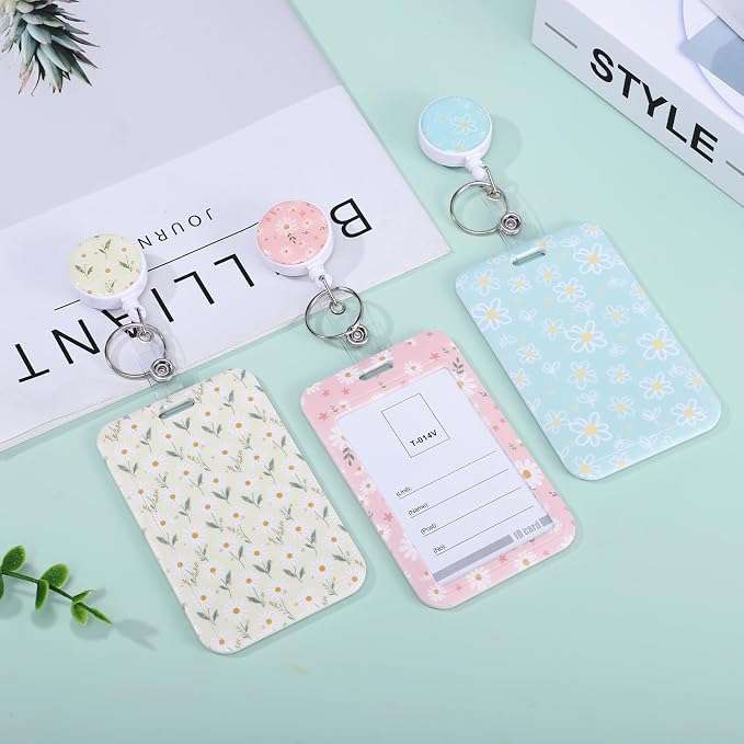 3 Set Floral Badge Holder Retractable Reel ID Badge Holders - Image 6