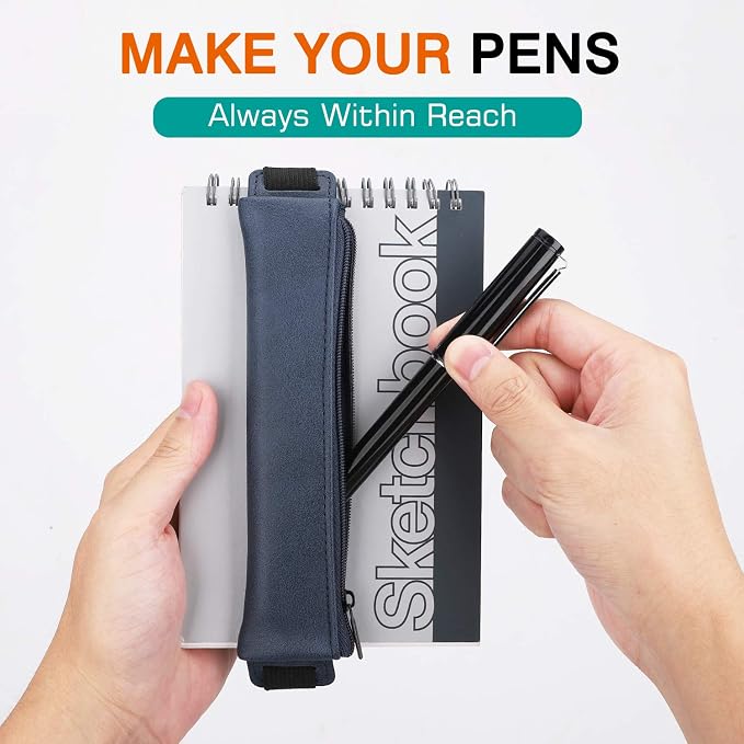 MoKo Pencil Case, PU Leather Pen Pencil Pouch Holder Stationery Zipper Bag - Image 2