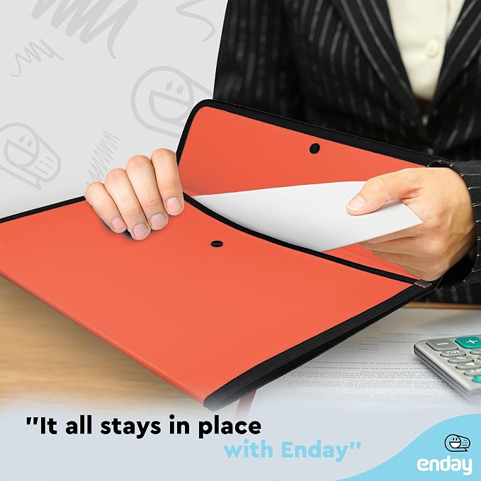 Square Flap Document Holder Red, Expanding File Folder, A4 Letter Size Reusable - Image 6