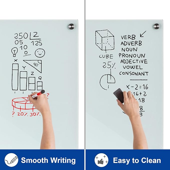 Large Glass Dry Erase Board, 72 x 48 Inches Magnetic Glass Whiteboard for Wall, 6' x 4' Frameless Board for Office, Home, School-DeskLoop Office