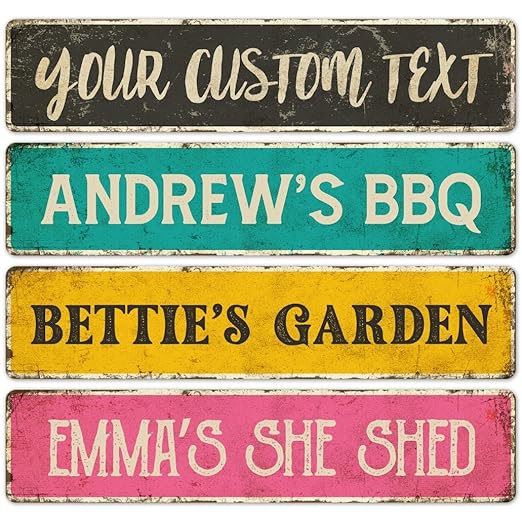 Custom Rustic Sign, Personalized Decor Street Signs Gift, 24x6 Inches, Fade by SigoSigns