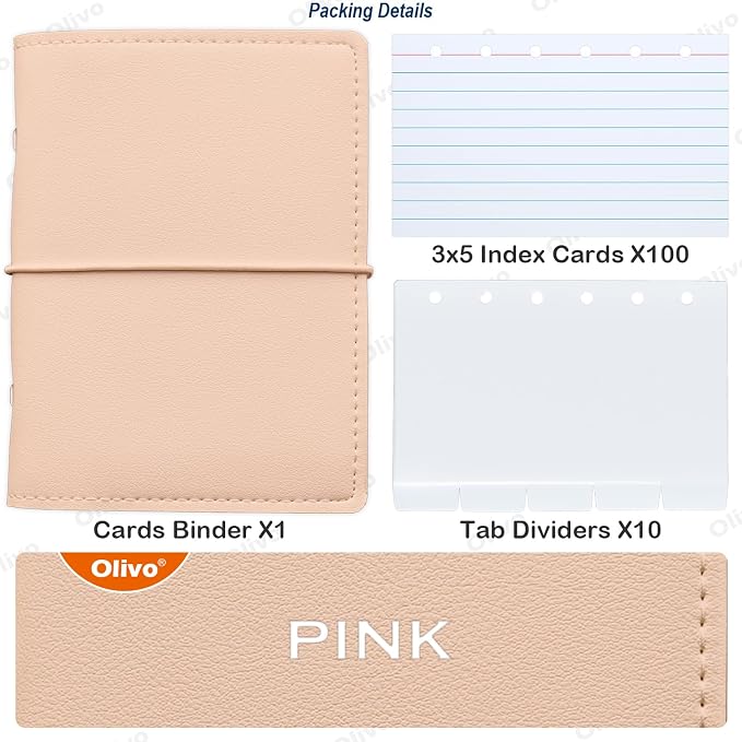 3x5 Lined Index Cards with Ring Binder Holder and Dividers, 100 Note Cards - Image 2
