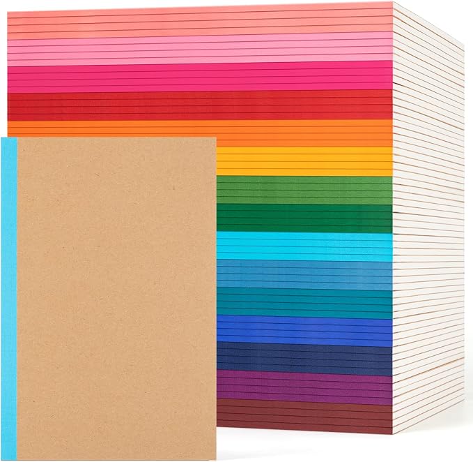 60 Pack Lined Notebook Journals Bulk, A5 College Ruled Composition Notebook by ALKALO