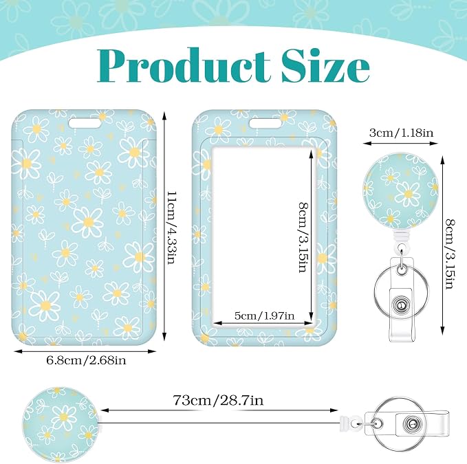 3 Set Floral Badge Holder Retractable Reel ID Badge Holders - Image 2