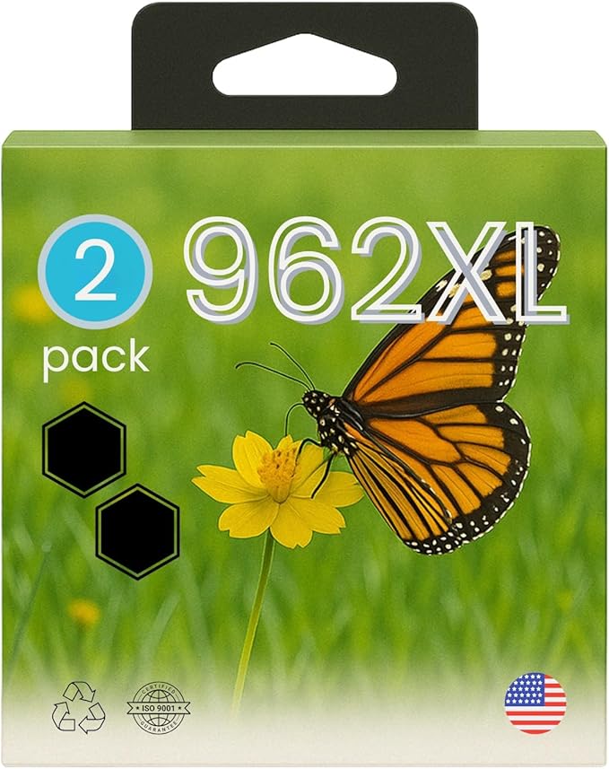 AMAZINK 2xBlack Compatible Ink Cartridges for 962XL. Includes 2 Black Ink. Works with OfficeJet Pro 9010, 9012, 9015e, 9020, 9025e Printers.-DeskLoop Office