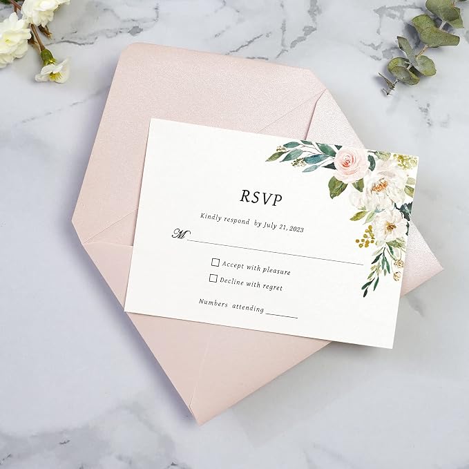 PONATIA 50 Pack A1 Envelopes, 3.62 x 5.2'' Blush Pink Envelopes Perfect - Image 3