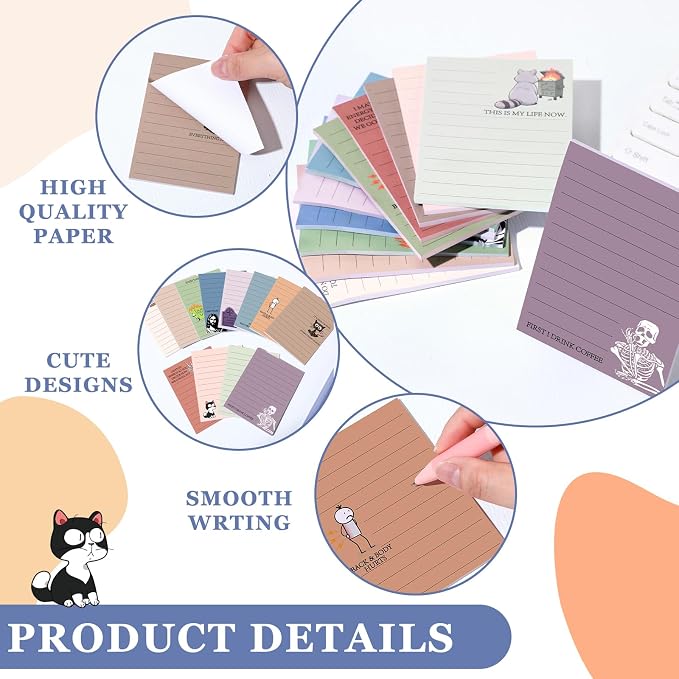 12 Pcs Funny Sticky Notes for Work 4x3 Inches Sarcastic Self Adhesive Notepads - Image 3