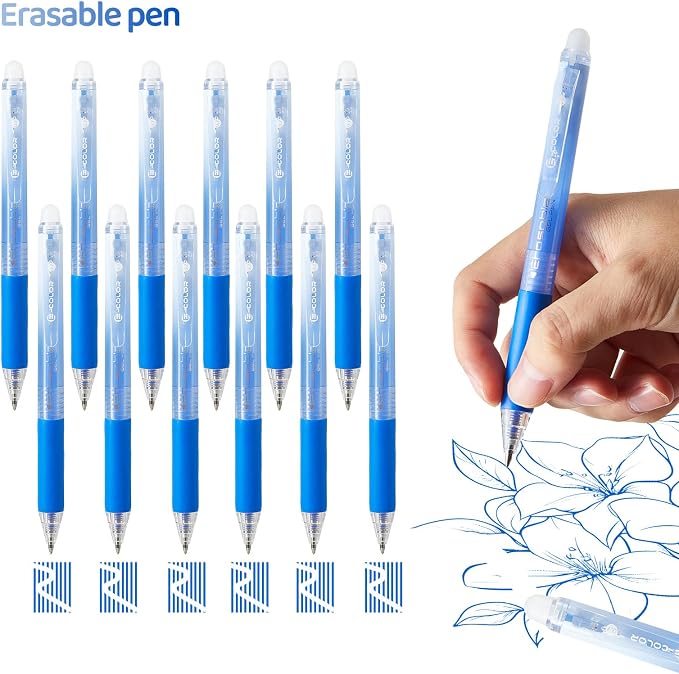 12Pcs Retractable Erasable Gel Pens Clicker, Fine Point 0.7mm Smooth Writing - Image 3