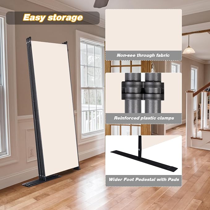 CHOSENM Room Divider, 6 Panel Folding Privacy Screens - Image 4