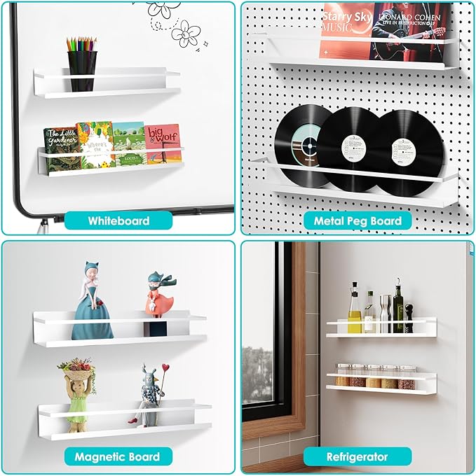 2 Pcs Magnetic Metal Book Shelves, 15.7'' x 2.7'' x 2.7'', Special - Image 7