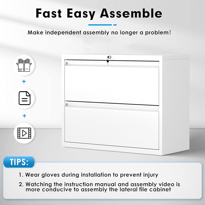 Pataku Lateral File Cabinet, 2 Drawer File Cabinet - Image 9
