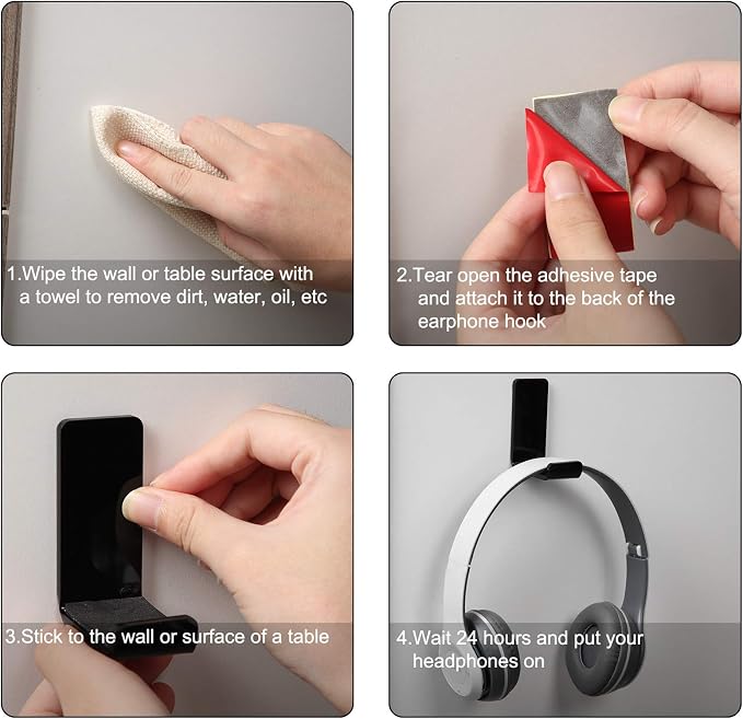 Weewooday 8 Pcs Headphone Hanger Headphone Holder Wall Hook School Classroom - Image 4