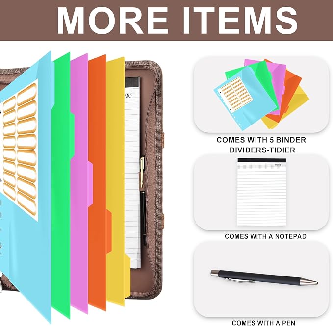 Leathario Portfolio Binder, Includes 5 Folder Index Dividers, 13 Inch Tablets - Image 2