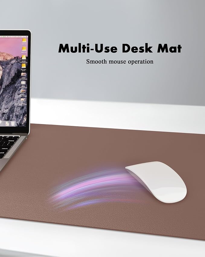 YSAGi Double-Sided Desk Pad, 23.6"x13.7"Leather Desk Mat, Eco Cork Desk Pad - Image 4