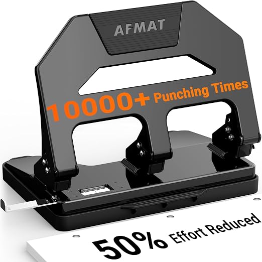 AFMAT Heavy Duty 3 Hole Puncher, 40-Sheet Paper Punch Heavy Duty, 50% Reduced by AFMAT