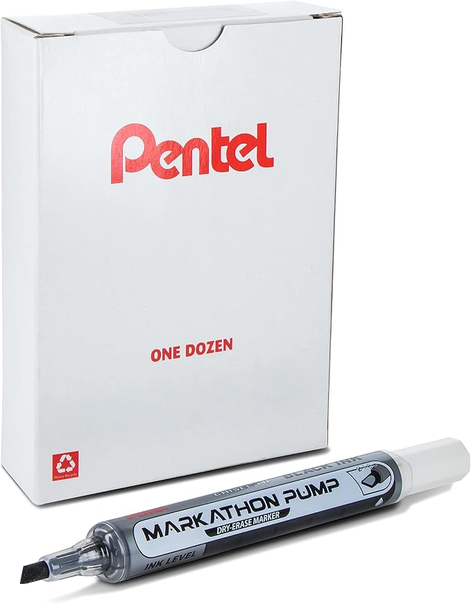 Pentel Markathon Pump Dry Erase Marker, Chisel Tip, 12 Pack by PentelofAmerica