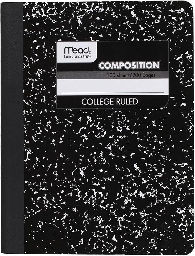 Mead Composition Notebook, College Ruled Paper, 9-3/4" x 7-1/2", 100 Sheets by Mead