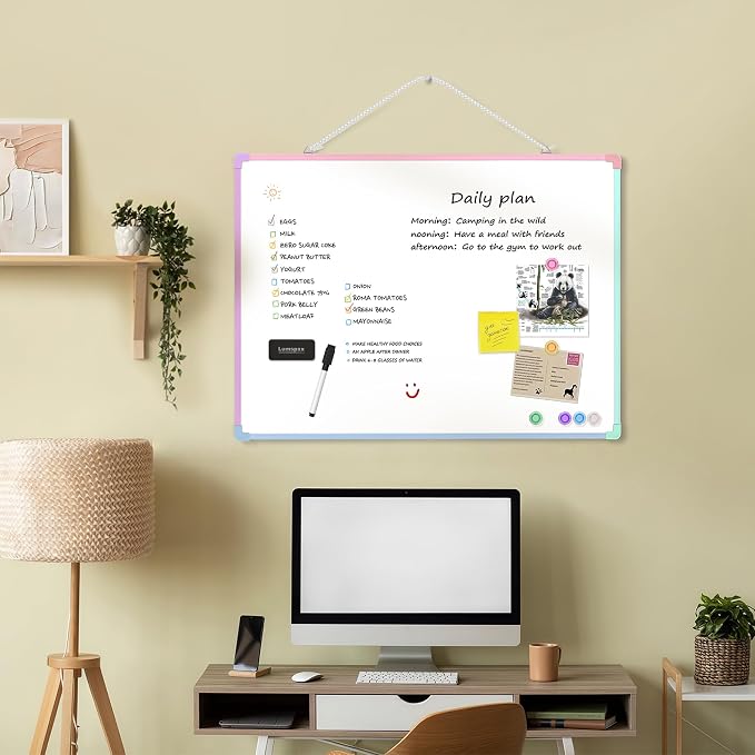 Dry Erase Board for Wall, 6 Magnets and 3 Mini Sticky Notes, Large White Board - Image 2