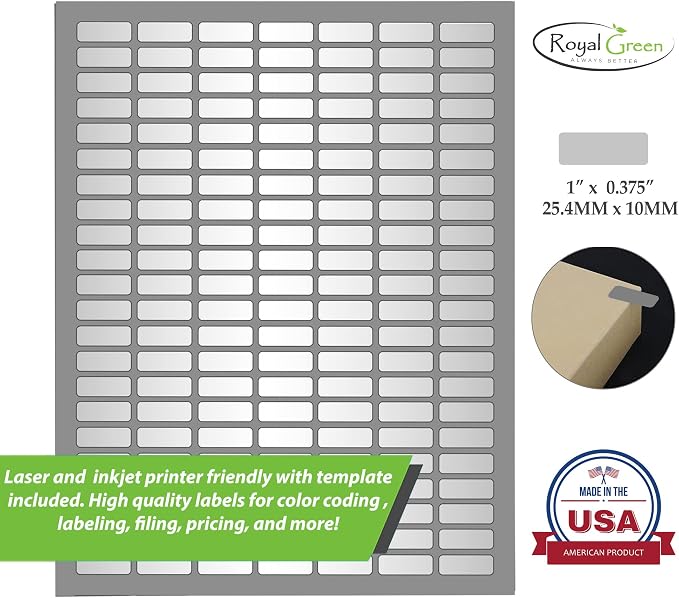 Sticker Label Sheets Bulk Printable Paper Labels in Metallic Silver 1 inch x - Image 5