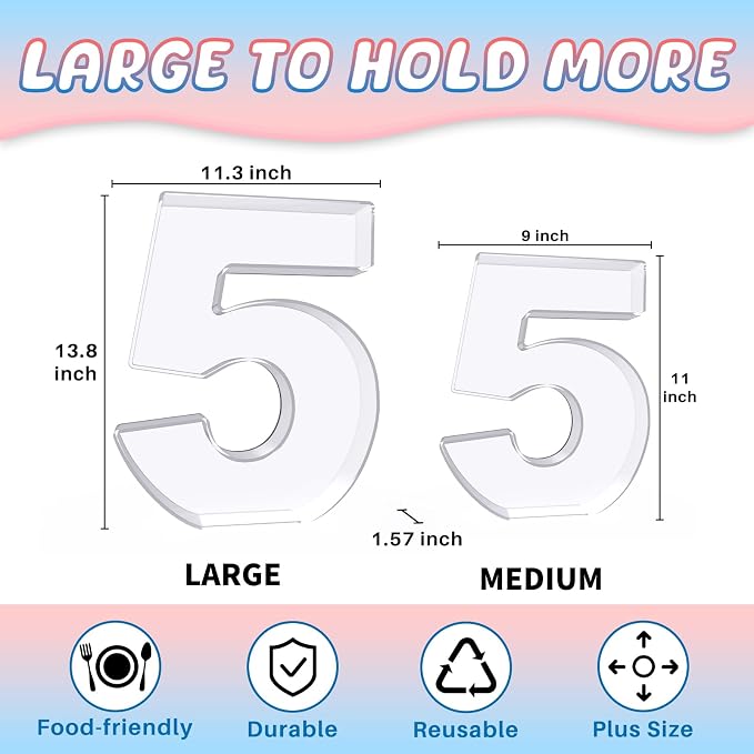 13.8" Extra Large Acrylic Number Charcuterie Board Box, Reusable Fillable - Image 2