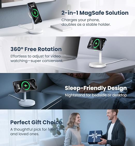 Magnetic Wireless Charger iPhone, 2 Pack 15W Fast Mag-Safe Charger Stand - Image 8