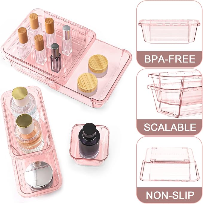 25 Pcs Clear Drawer Organizer, Adjustable Drawer Storage Box, 3-Size Desk - Image 3