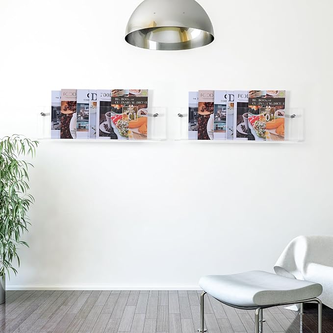 2 Pack 24 Inch Clear Acrylic Magazine Holder, Floating Brochure Display - Image 5