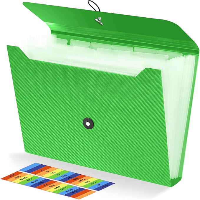 Expanding File Folder, 13 Pockets Accordian File Holder Organizer, A4 Letter by Nicecho