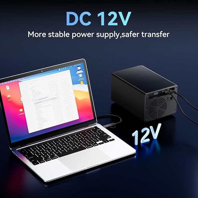 3 Bay Hard Drive Enclosure with Cooling Fan for 2.5“/3.5" SATA HDD/SSD with USB A/C 3.0, Support 60TB, Hot Swappable, Daisy Chain Expansion, Tool-Free HDD Enclosure, DAS(NO RAID/NAS)-DeskLoop Office
