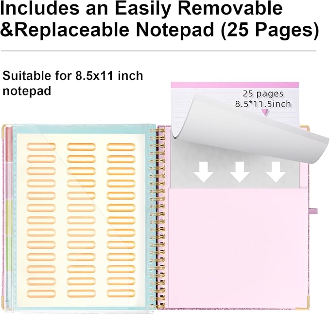 EYROZILL Clipboard Folio with Storage Pocket Organizer Folder Refillable Lined - Image 3