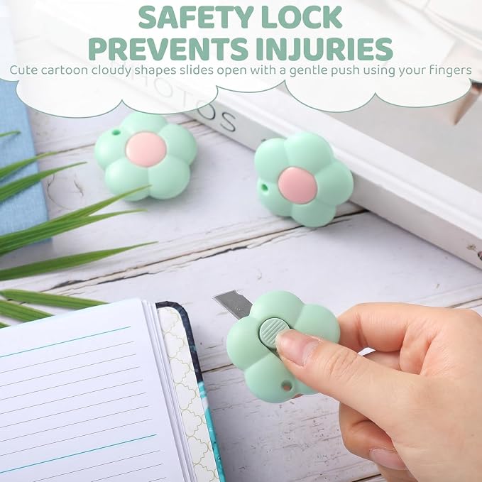 Honoson 8 Pack Mini Box Cutter Retractable Utility Knife Flower Portable Letter - Image 6
