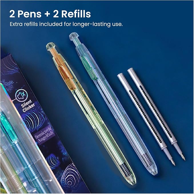 WRITECH Gel Pens Medium Point: Luminous pen set 0.7mm Black Ink Includes 2 Pens - Image 6
