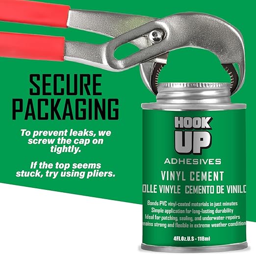 HOOK UP Adhesives Vinyl Contact Cement, Glue 4oz Waterproof, Fast-Drying Repair Adhesive for Pools, Inflatables, PVC, Air Mattresses, PVC Pipes, Tarps, Boats, Rafts, Upholstery Strong Bond, Cement-DeskLoop Office