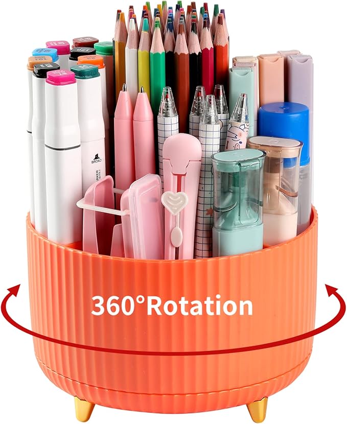 Desk Pencil Pen Holder, 5 Slots 360°Degree Rotating Pen Organizers by EDENMS