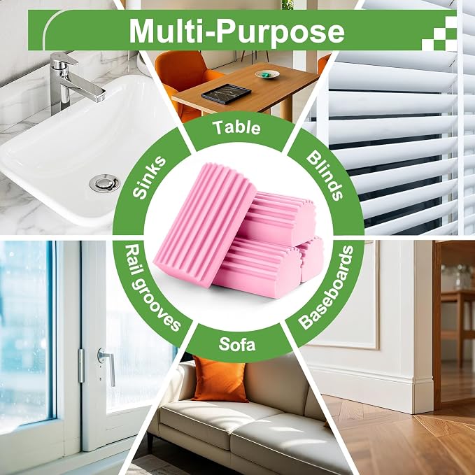 Jeymei 4-Pack Damp Clean Duster Sponge, Duster Baseboard Cleaner Sponge - Image 5