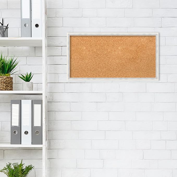 Amanti Art Natural Cork Board for Wall, 13x25 Vision Board with White Frame, Small Corkboard Office Decor for Home Organization, Modern Corkboard Pinboard to Display Items for Home Organization in-DeskLoop Office