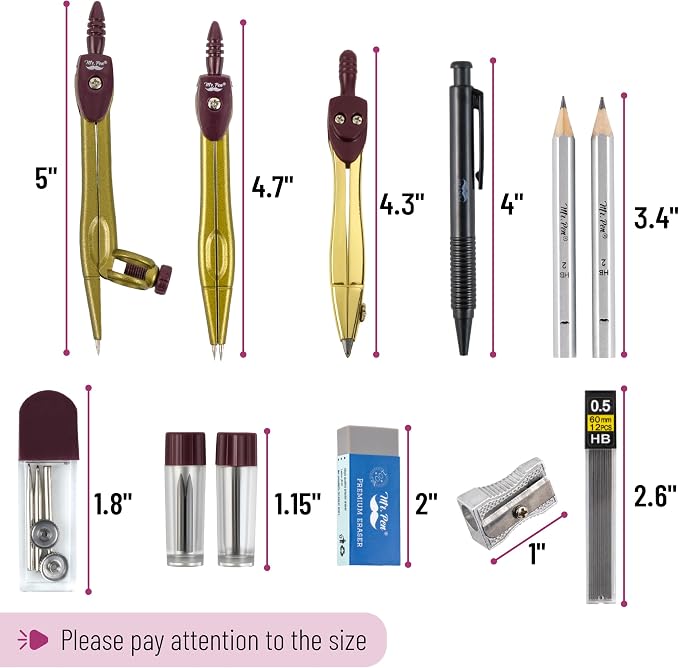 Mr. Pen- Geometry Set, 6 Inch Swing Arm Protractor, Divider | Set Squares - Image 3