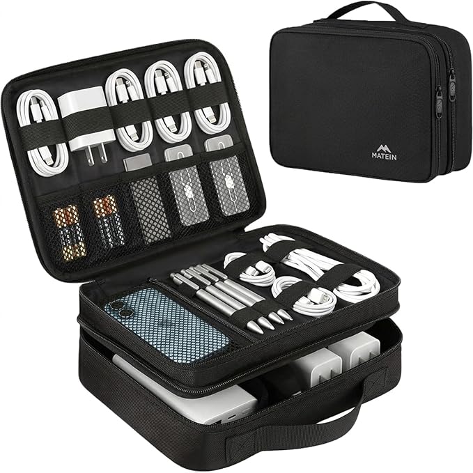 MATEIN Electronics Organizer Travel Case, Water Resistant Cable Organizer Bag by MATEIN