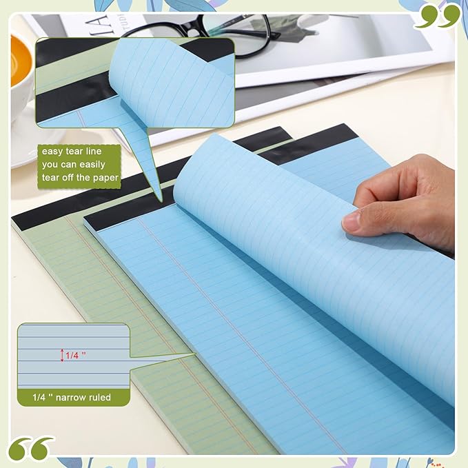 Fuutreo 8 Pcs 8.5'' x 11'' Colored Legal Pad Writing Pads Narrow Ruled 50 Sheets Per Notepad Perforated Writing Notepad Office Supplies for College Office Business (Earthy Color)-DeskLoop Office