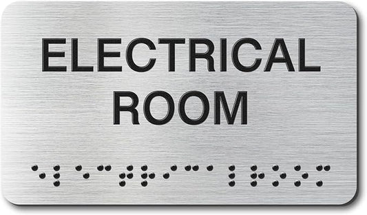 ELECTRICAL ROOM Signs with Raised Text & Grade 2 Braille, Brushed by EliteSign