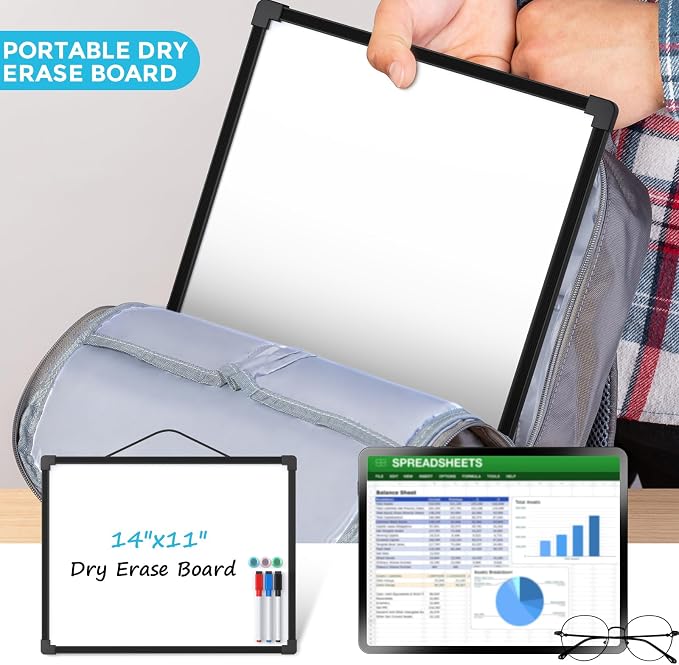 MaxGear Small Dry Erase Board, Includes 3 Dry Erase Markers 3 magnets Double - Image 7