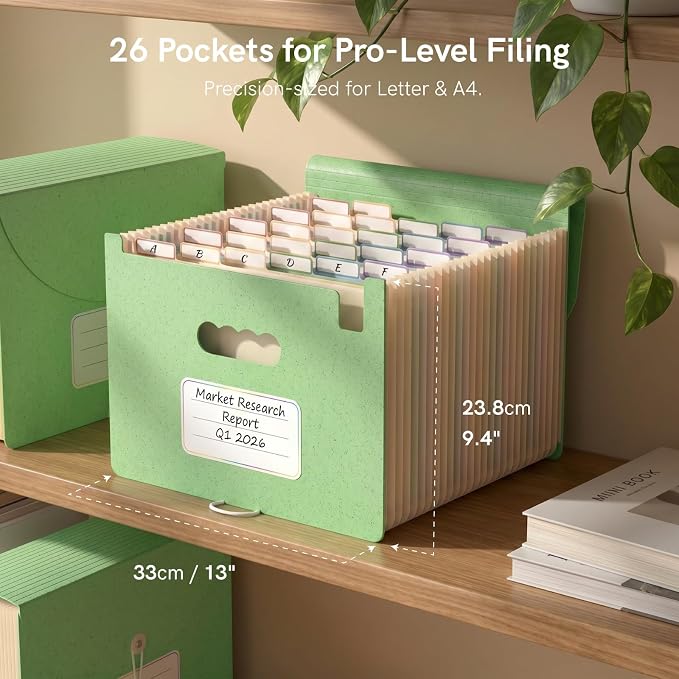 ABC life 26 Pockets Accordion File Organizer, High Capacity Expanding File - Image 2