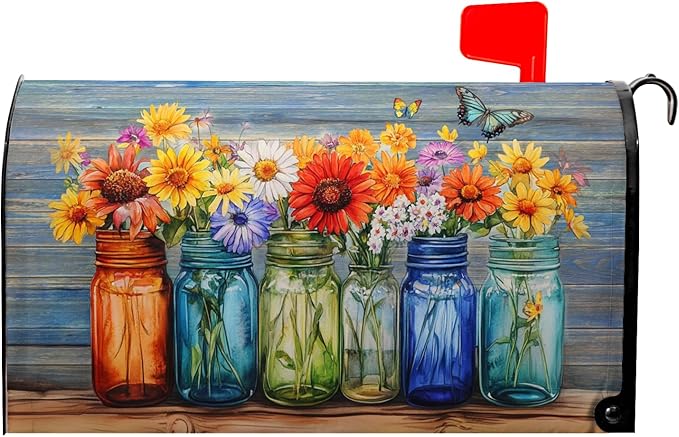 Spring Summer Mailbox Cover Magnetic Standard Size Welcome Spring Floral by farg